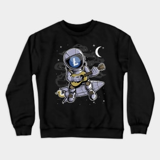 Astronaut Guitar Litecoin LTC Coin To The Moon Crypto Token Cryptocurrency Blockchain Wallet Birthday Gift For Men Women Kids Crewneck Sweatshirt